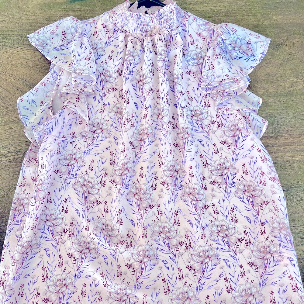1. State Smocked Flutter-sleeve top floral